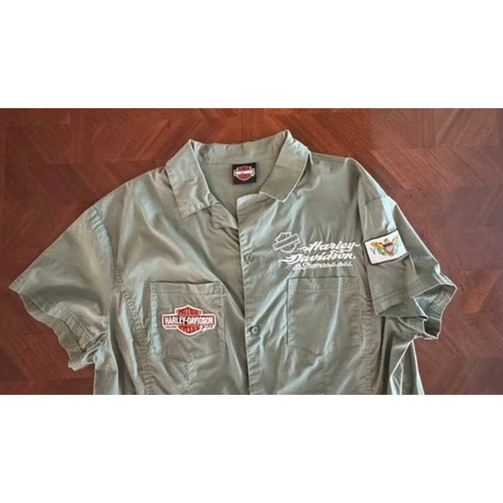Harley-Davidson St. Thomas USVI Dealer Shirt Women's XL Olive Embroidered - Picture 2 of 12